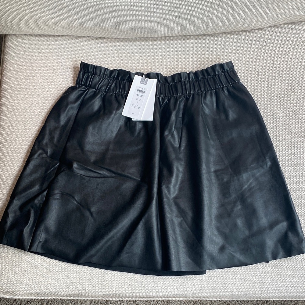 VILA Black Faux Leather Skirt
